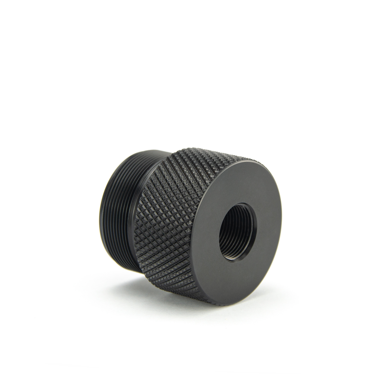 Aluminum 1/2x28 or 5/8x24 Baffle Cup 1 3/16-24 To 1.375x24 Adapter for Solvent Trap