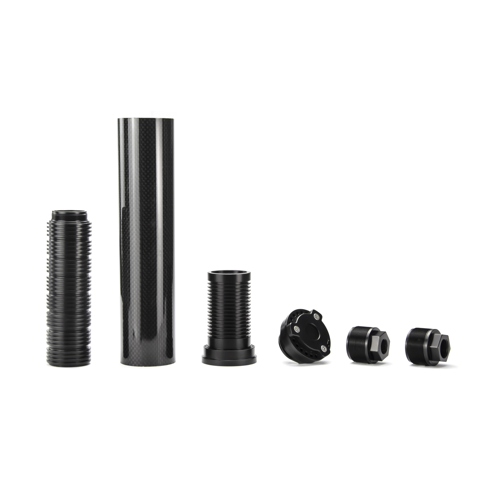 Carbon Fiber Modular Solvent Trap MST | 1.85"OD 8.85"L | 1/2x28+5/8x24 Thread